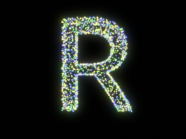 发光立方体主题字体字母R图片下载
