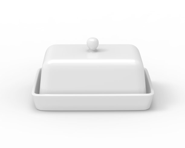 空白黄油保存容器板与盖子模板，钟形模型模板在孤立的白色背景，3d渲染插图图片下载