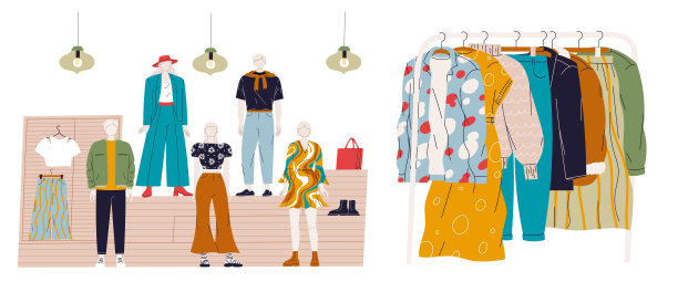 有模特的休闲青年服装店面图片下载
