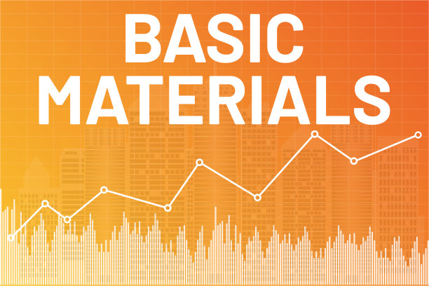 板块股市基本材料价格图黄色和橙色金融背景与线、图、市。上升趋势图片下载