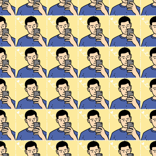 可爱男人卡通无缝图案图片下载