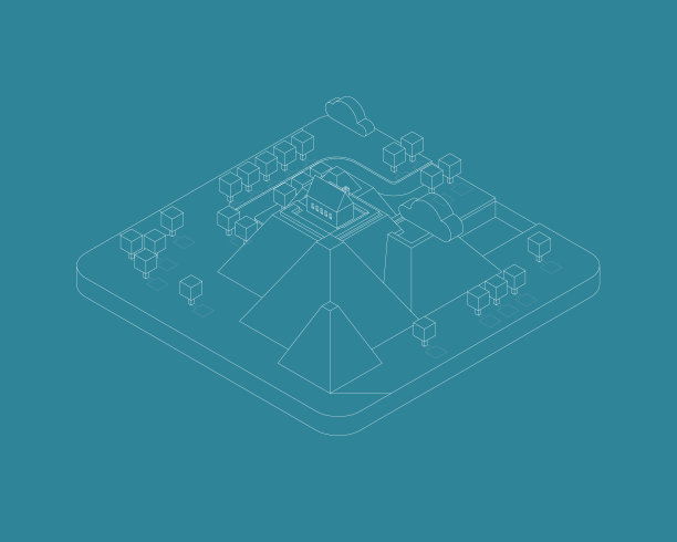 房子顶部山景线框图片下载
