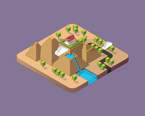 房子顶部的山景阴影勾勒出来图片下载