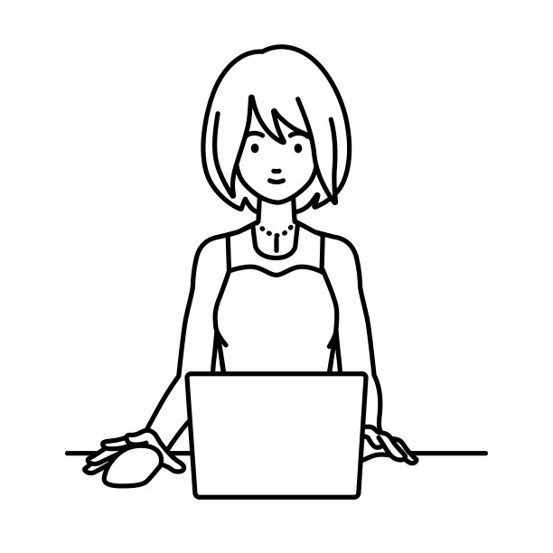 一个穿着裙子的女人在她的办公桌前使用笔记本电脑图片下载