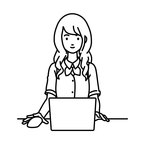 一个穿着办公制服的女人在她的办公桌前使用笔记本电脑图片下载