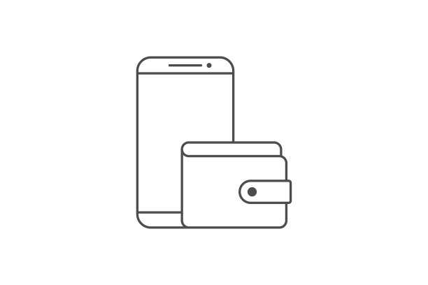 电子钱包图标线向量图片下载