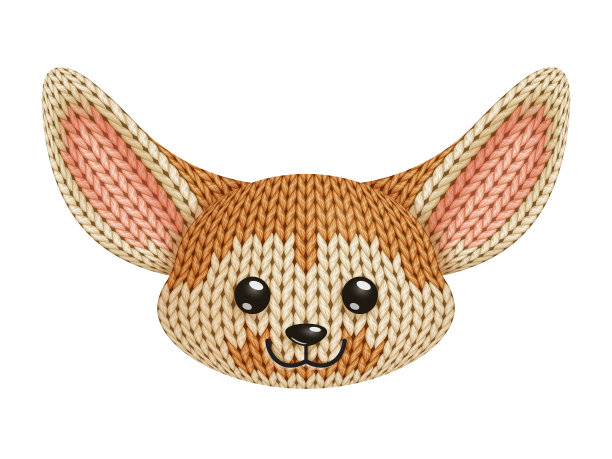 针织耳廓狐狸玩具头图片下载