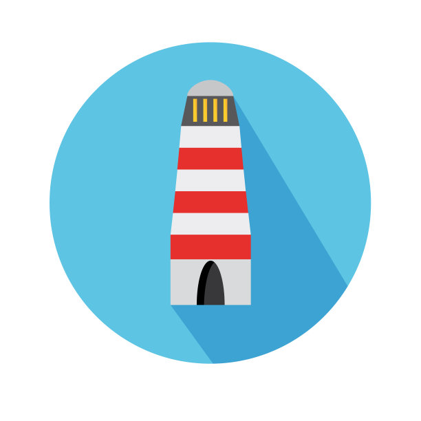 平面图标与灯塔和长影子旅行图片下载