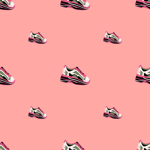 运动鞋无缝模式。背景的衣服。图片下载