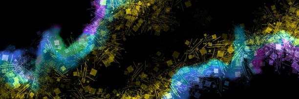 日本古画风格的夜空中星星、云朵和神秘的极光的广泛插画图片下载