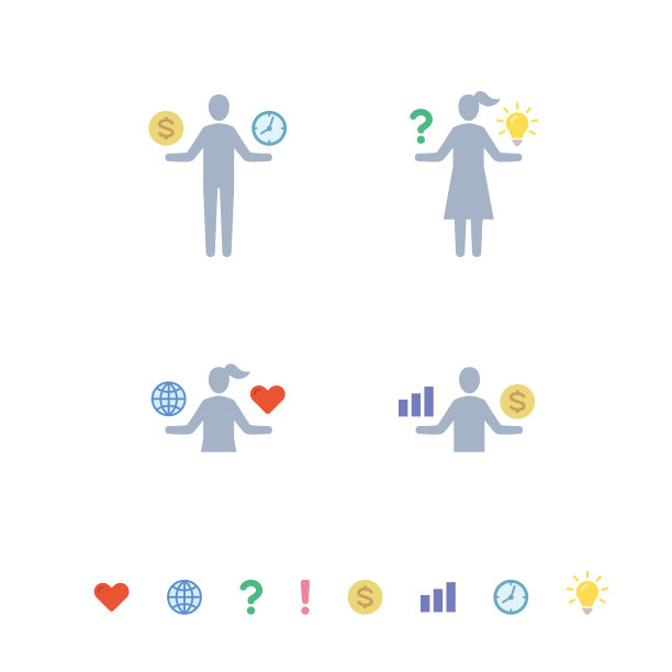 人的剪影图标，双手拿着两件东西，比较。图片下载