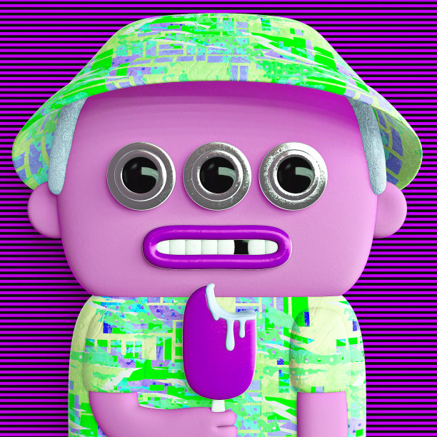 3 d有趣的《阿凡达》。未来网络儿童和冰淇淋。电子游戏、非功能性游戏、虚拟现实和加密的概念。Metaverse字符图片下载