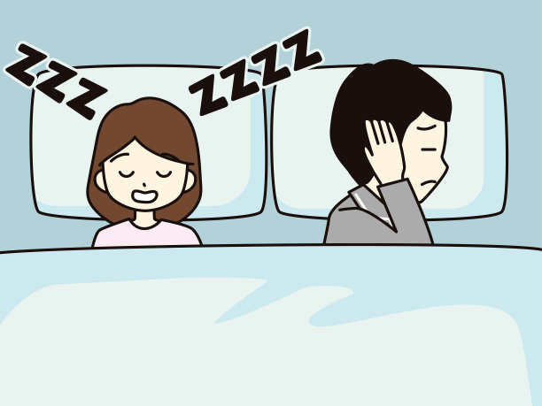 丈夫因妻子打鼾而睡不着觉。图片下载