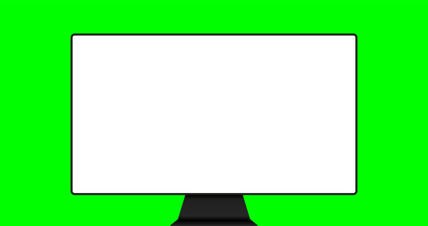 数字设备矢量插图孤立在绿色的chromakey背景。4K或全高清分辨率比例。时尚的现实主义瘦框架监控器模拟与空白白色屏幕隔离图片下载