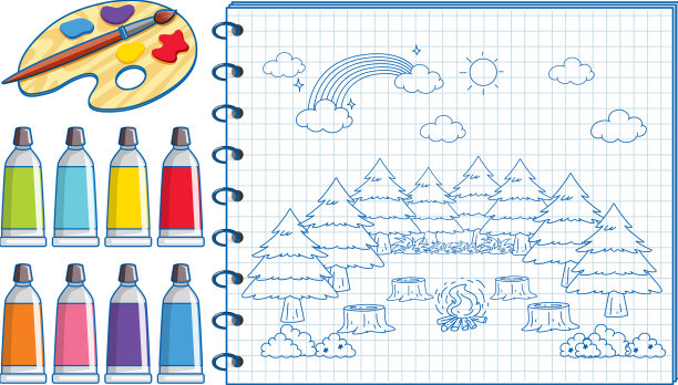 一个有涂鸦草图设计的笔记本图片下载