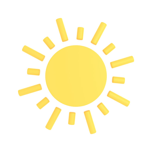 可爱的太阳代表夏天和晴天的3D插图。3 d渲染。图片下载