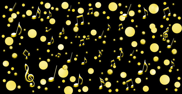 音乐的图像，音符和浮动的抽象球体背景插图图片下载