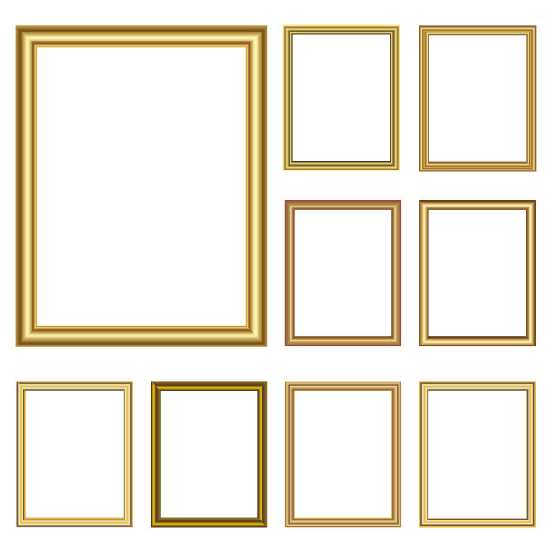 一套金色的方形相框。向量图片下载