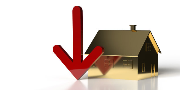 金屋抵押贷款和白色背景下的红色箭头图片下载