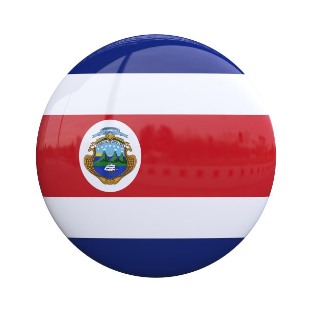 哥斯达黎加国旗徽章、国籍胸针3d渲染图片下载