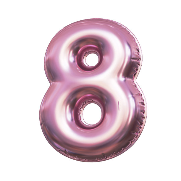 粉色金属气球字体3d渲染，第8号图片下载
