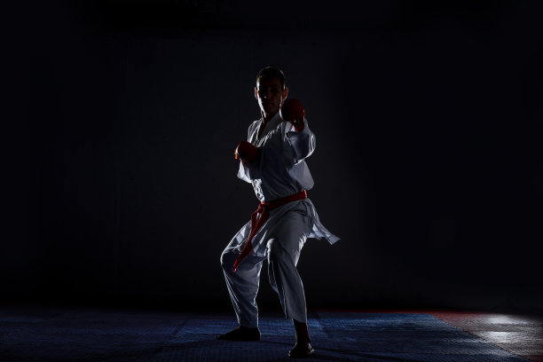 一个在健身房摆姿势的柔道选手图片下载