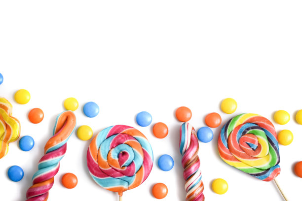 白色背景上的彩色棒和糖果棒图片下载