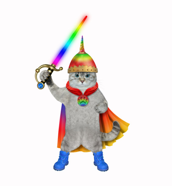 披着色斗篷的猫灰手持光剑2图片下载