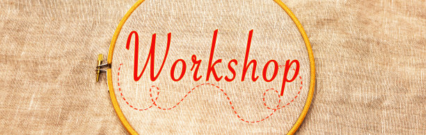 刺绣环与天然亚麻织物，隔离。模板与文本车间，顶部的视图。图片下载