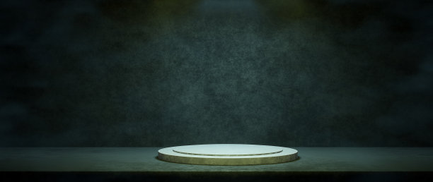 极简展架白色圆形舞台灰色抽象背景大气光照图形设计3D插画图片下载