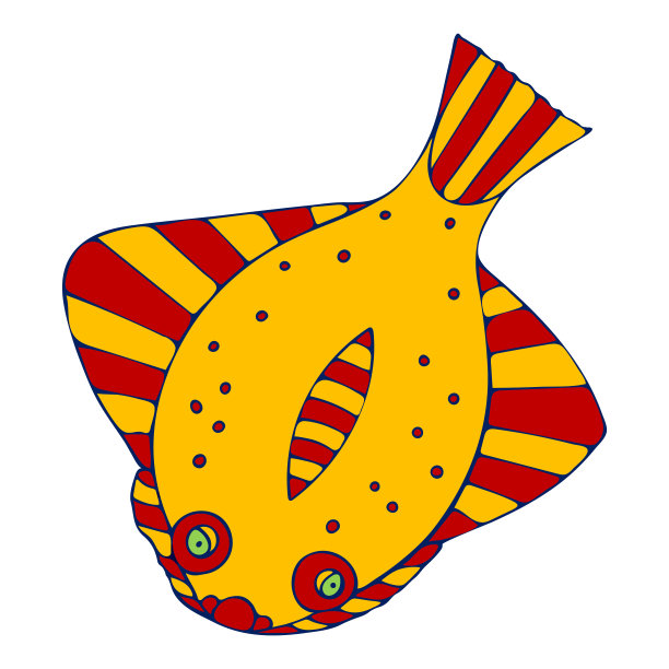 彩色海鱼插图在白色的背景。图片下载