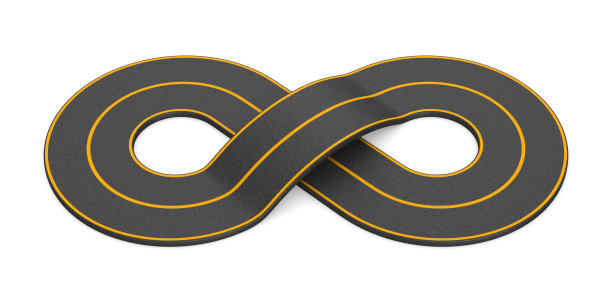 无尽的道路在白色的背景。孤立的3 d演示图片下载