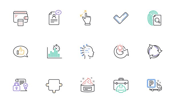 卡车停车，触摸屏手势和反馈线路图标的网站，打印。为设计。向量图片下载