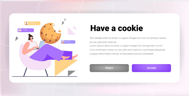 女商人手持cookie保护个人信息Internet web弹出我们使用cookie策略通知图片下载