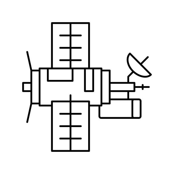 卫星设备线图标矢量插图图片下载