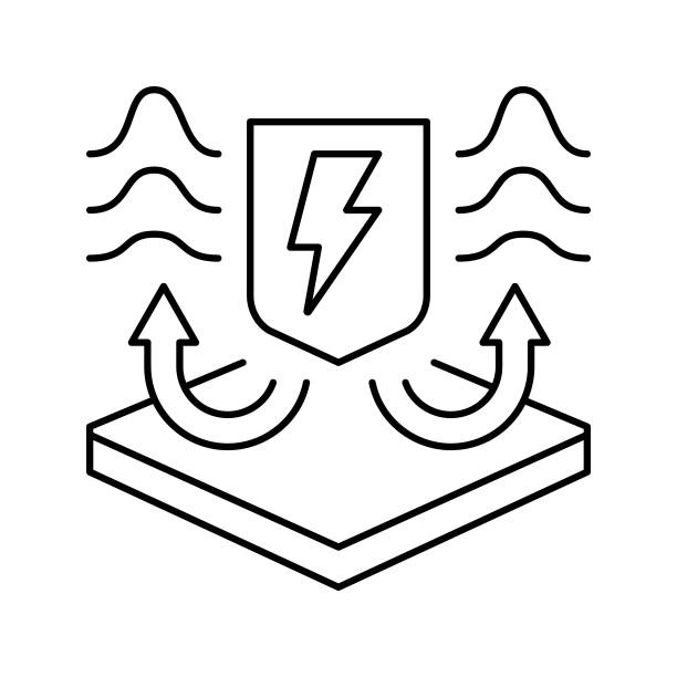 抗静电织物属性线图标矢量插图图片下载