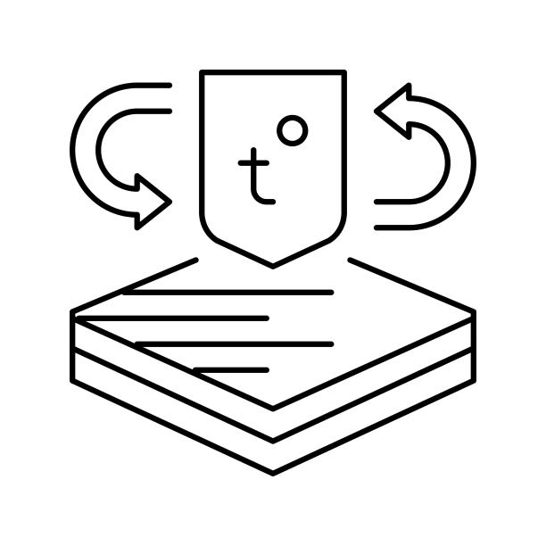 热织物属性线图标矢量插图图片下载