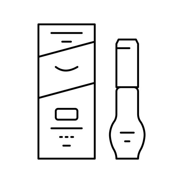 睫毛脱脂液线条图标矢量插图图片下载