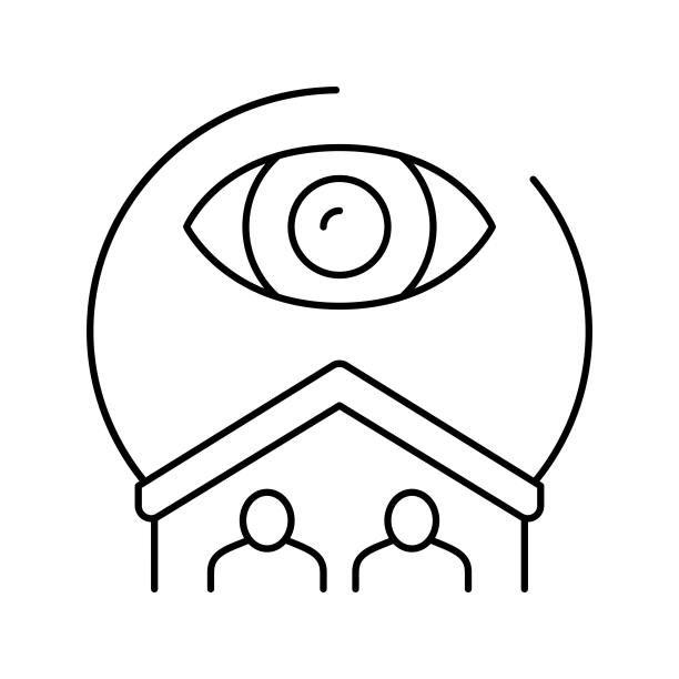 同居监视线图标矢量插图图片下载
