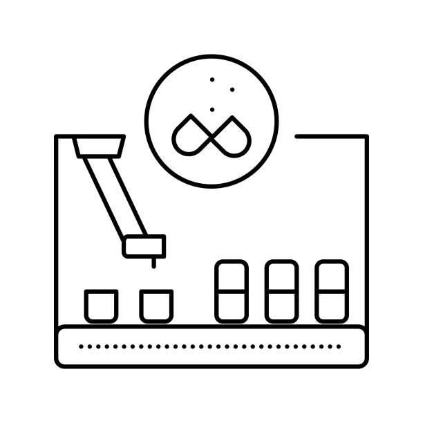 填充制药生产线图标矢量插图图片下载