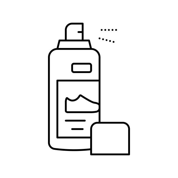 油漆喷雾器鞋护理线图标矢量插图图片下载