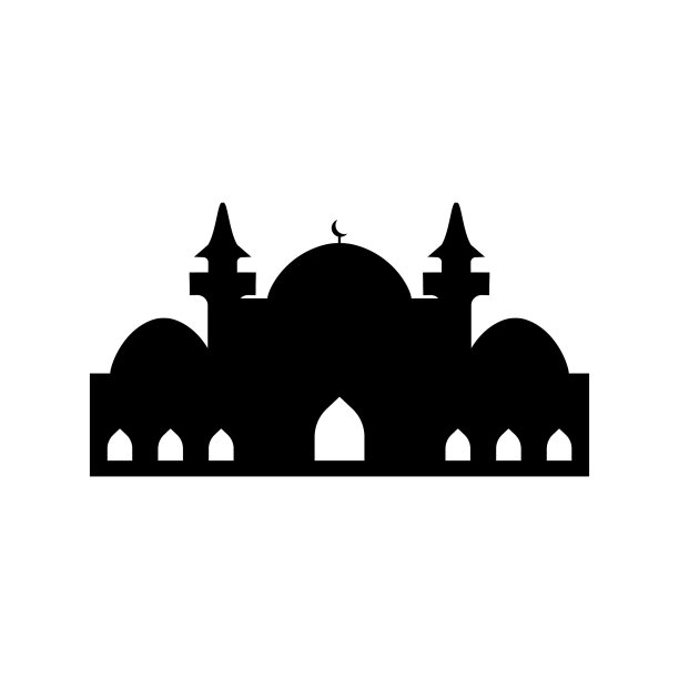 清真寺剪影。清真寺图标。清真寺向量图片下载