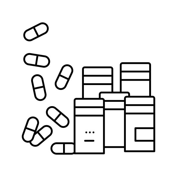 药片顺势疗法容器行图标矢量插图图片下载