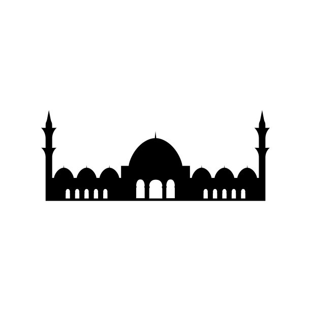 清真寺剪影。清真寺图标。清真寺向量图片下载