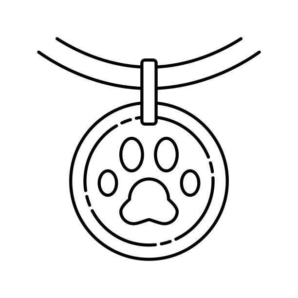 大奖章死亡宠物线图标矢量插图图片下载