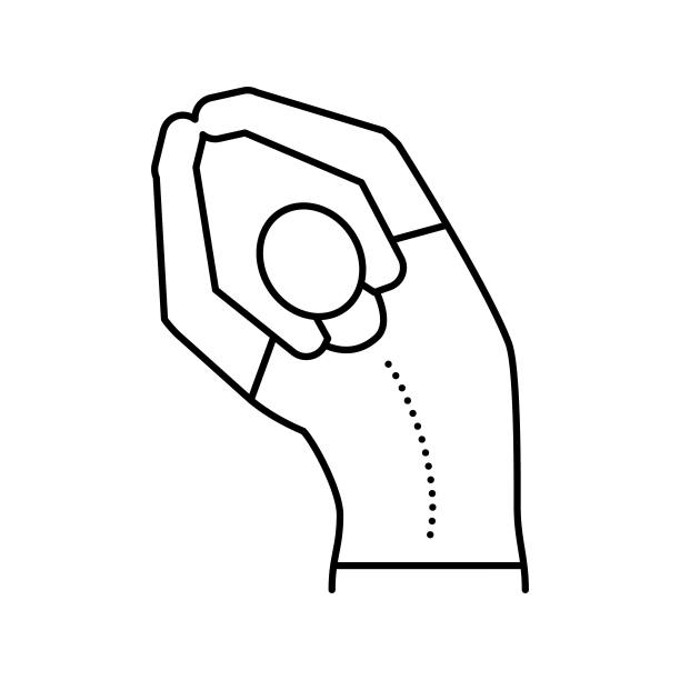 拉伸脊柱侧凸线图标矢量插图图片下载