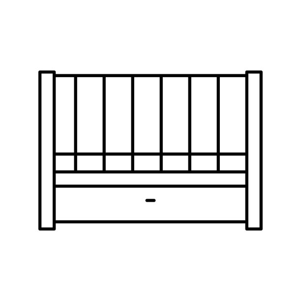 婴儿床线图标矢量插图图片下载