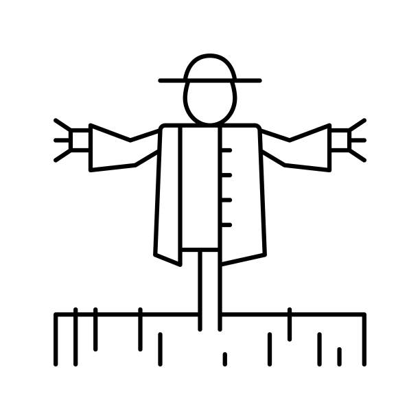 稻草人园艺线图标矢量插图图片下载