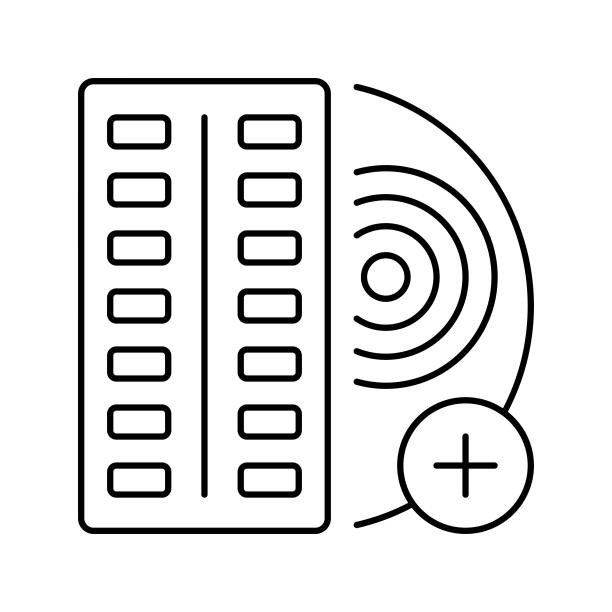 口服药物控制炎症线图标矢量插图图片下载