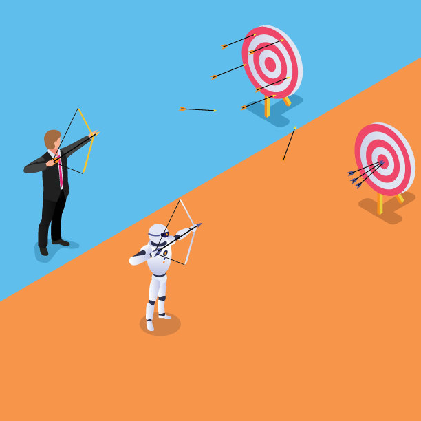 机器人与人类在工作精度等距3d图片下载